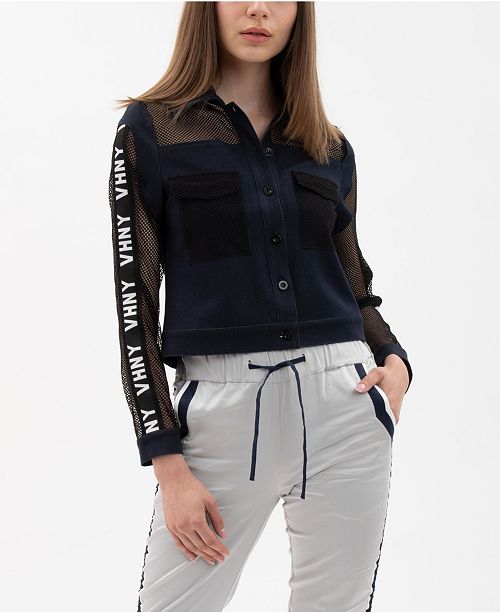 Vhny Paneled Denim And Mesh Jacket Reviews Jackets Blazers Women Macy S