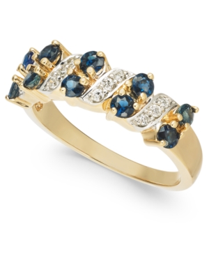 image of Sapphire (1 ct. t.w.) & Diamond (1/8 ct. t.w.) Ring in 14k Gold