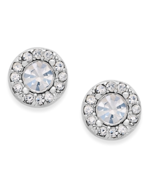image of Charter Club Silver-Tone Clear Circle Stud Earrings