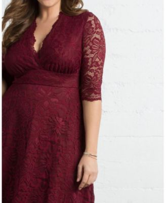 Plus Size Mademoiselle Lace Cocktail Dress with Sleeves