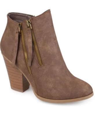 Women's Vally Double Zipper Stacked Heel Ankle Booties