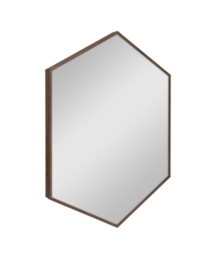 Kate And Laurel Rhodes Framed Hexagon Wall Mirror - 22" X 31" In Medium Bro