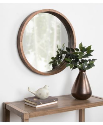 Hutton Round Wood Wall Mirror - 22" D