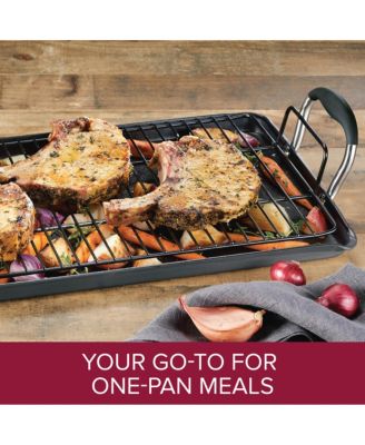 Advanced Home Hard-Anodized Nonstick Double Burner Griddle, 10 x 18, Indigo