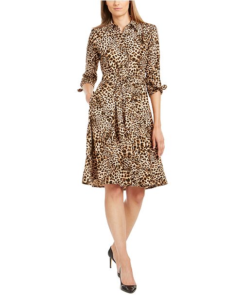 Calvin Klein Animal Print Shirtdress Reviews Women Macy S