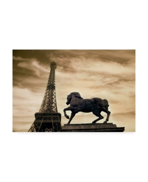 Trademark Global Monte Nagler Eiffel Tower And Statue Paris France Monotint Canvas Art In Multi