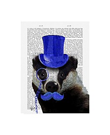 Fab Funky Badger with Blue Top Hat and Moustache Canvas Art - 27" x 33.5"