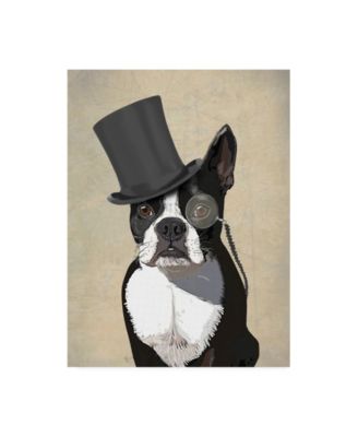Trademark Global Fab Funky Boston Terrier, Formal Hound and Hat Canvas Art - 19.5" x 26"
