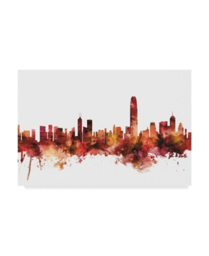 Trademark Global Michael Tompsett Hong Kong Skyline Red Canvas Art In Multi