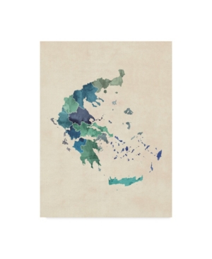 Trademark Global Michael Tompsett Greece Watercolor Map Turquoise Canvas Art In Multi