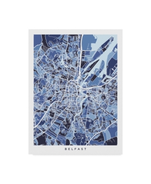 Michael Tompsett Belfast Northern Ireland City Map Blue Canvas Art - 20