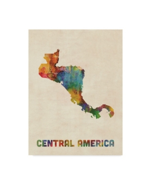 Trademark Global Michael Tompsett Central America Watercolor Map Canvas Art In Multi