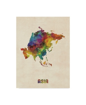 Trademark Global Michael Tompsett Asia Continent Watercolor Map Canvas Art In Multi
