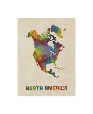 Trademark Global Michael Tompsett North America Continent Watercolor Map Canvas Art In Multi