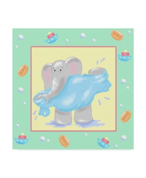 Trademark Global Jade Reynolds Baby Elephant Bath Iv Canvas Art In Multi