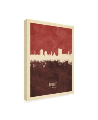 Trademark Global Michael Tompsett Cardiff Wales Skyline Red II Canvas Art - 36.5" x 48"