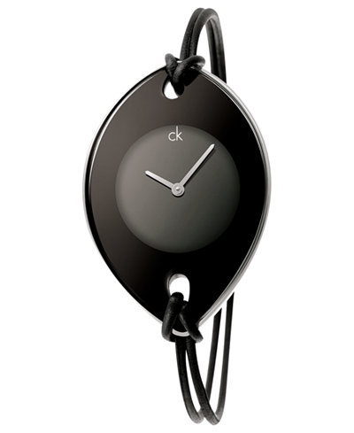 Calvin Klein Watch, Women's Swiss Suspension Black Leather Strap 46x31mm K3323330