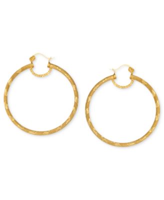18K Gold over Sterling Silver Earrings, Laser and Diamond-Cut Extra Large Hoop Earrings (Also in Platinum Over Sterling Silver)