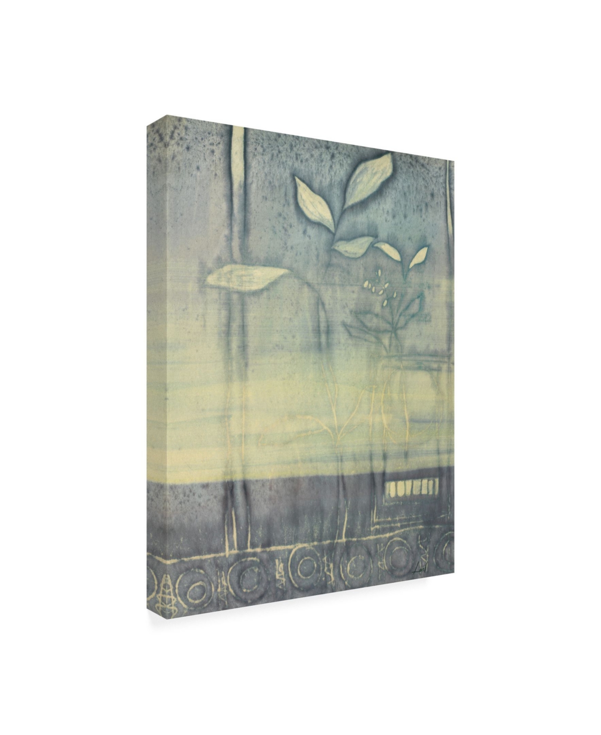 Pablo Esteban White Flowers Watercolor Blue Canvas Art -