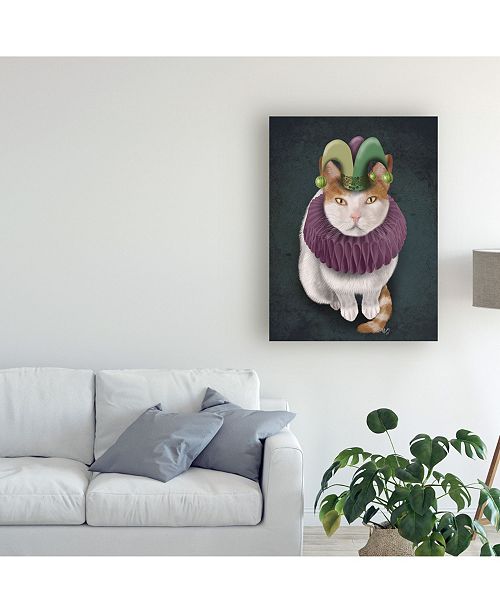 Trademark Global Fab Funky Cat White With Jester Hat Canvas Art