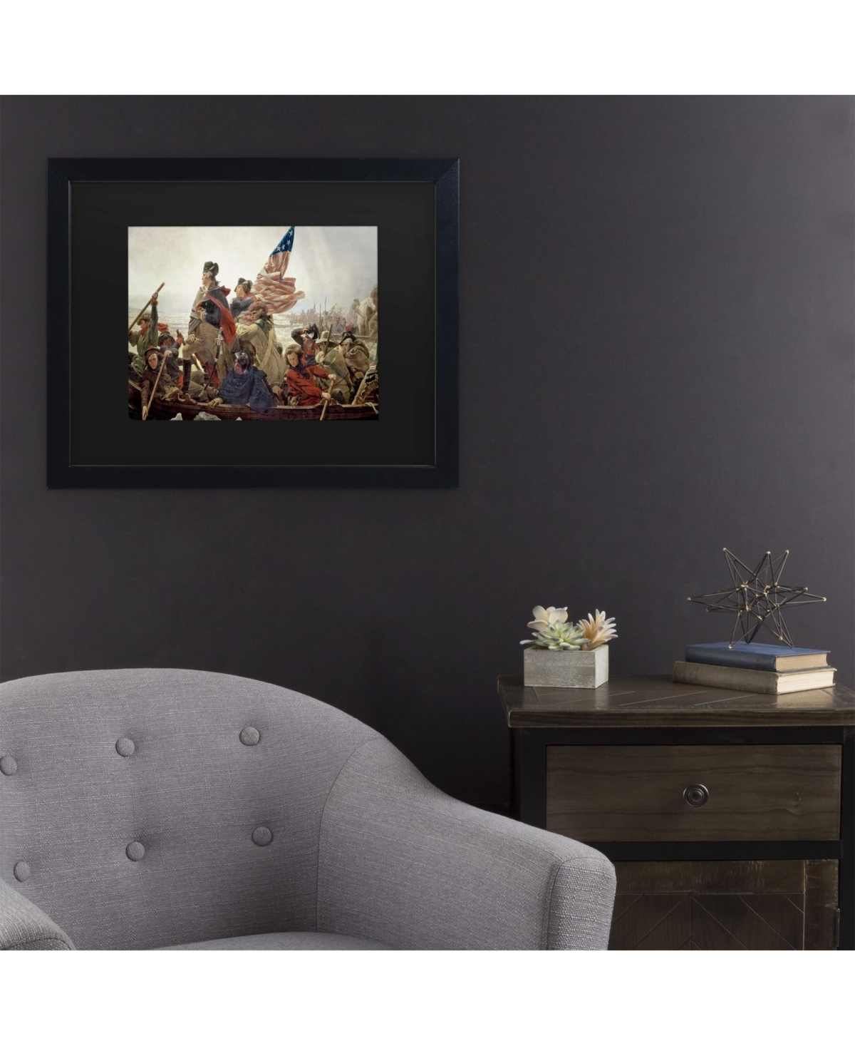 Emanuel Leutze Washington Crossing Delaware River in 1776 Matted Framed Art -