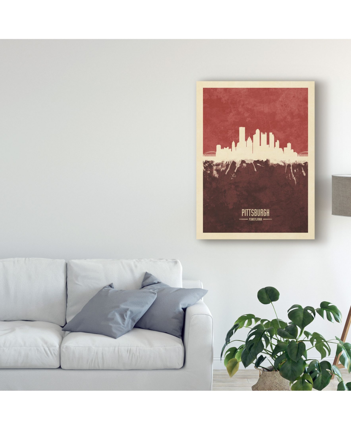 Michael Tompsett Pittsburgh Pennsylvania Skyline Red Ii Canvas Art -