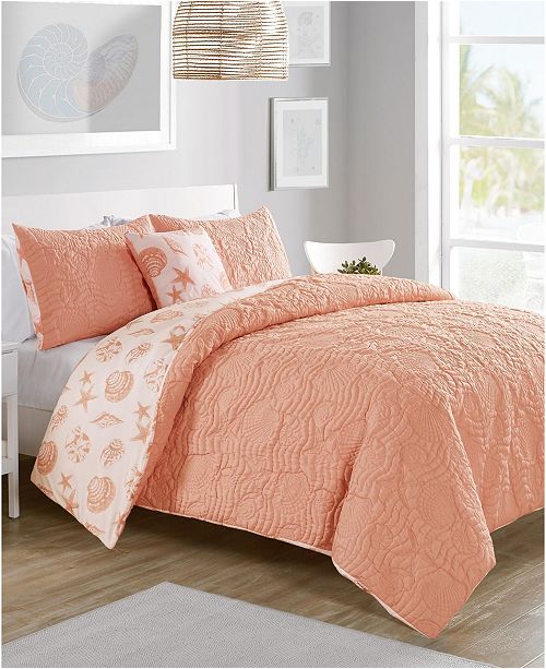 Vcny Home Beach Island 4 Pc King Reversible Duvet Cover Set