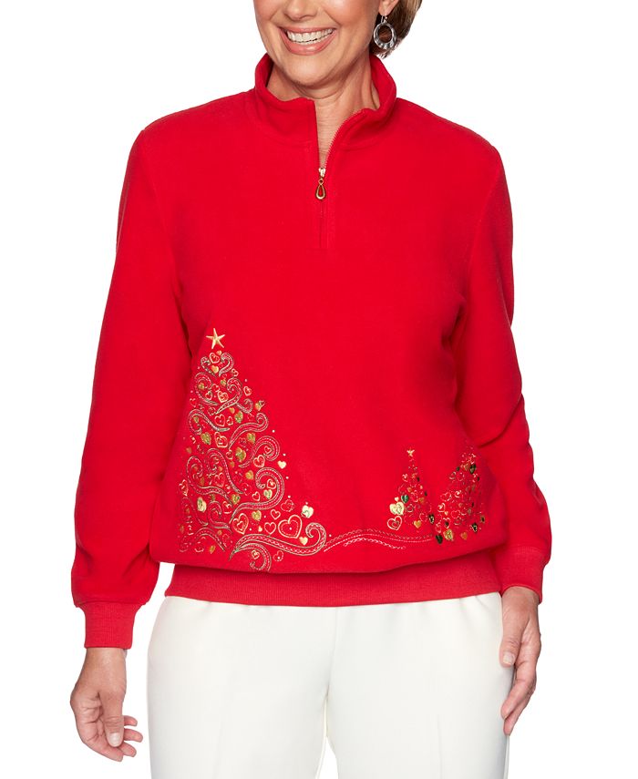 Alfred Dunner Classics HolidayEmbroidered MockNeck Sweater Macy's