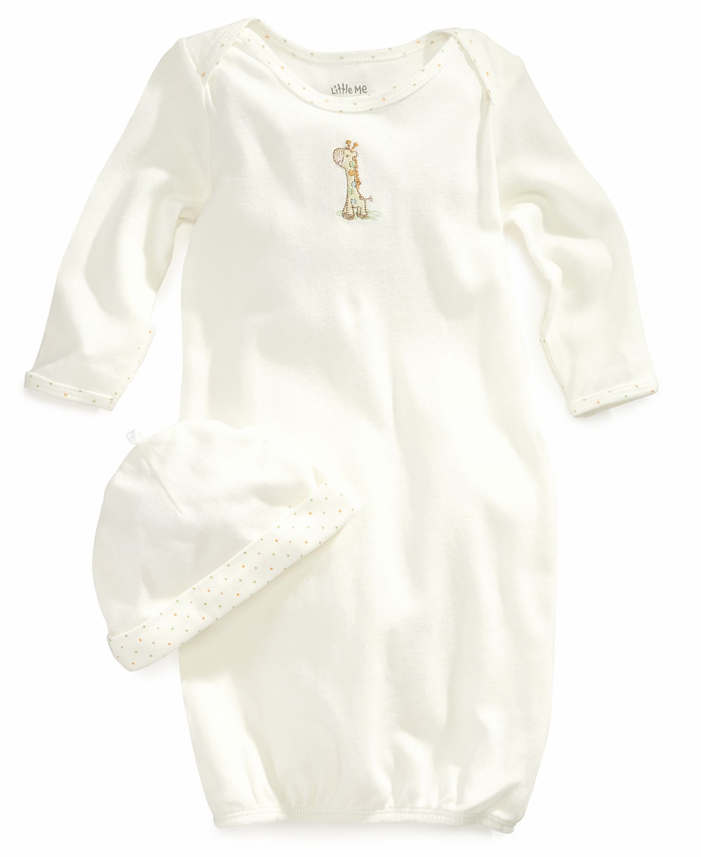 Комплекты Little Me Giraffe Gown and Hat, 2 Piece Set для малышей, цвет: Слоновая кость — фото 1