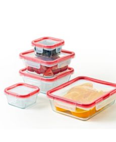 Pyrex Freshlock 10-Pieces 4-Cup Glass Food Storage Containers Set, Airtight  & Leakproof Locking Lids, Freezer Dishwasher Microwave Safe
