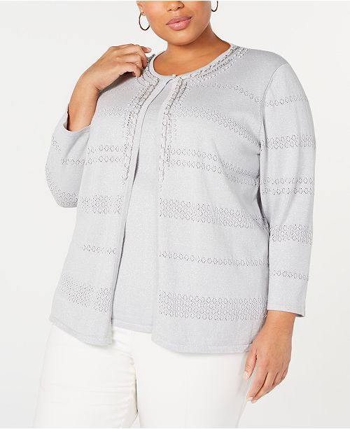 Alfred Dunner Plus Size Boardroom Metallic Embellished Layered