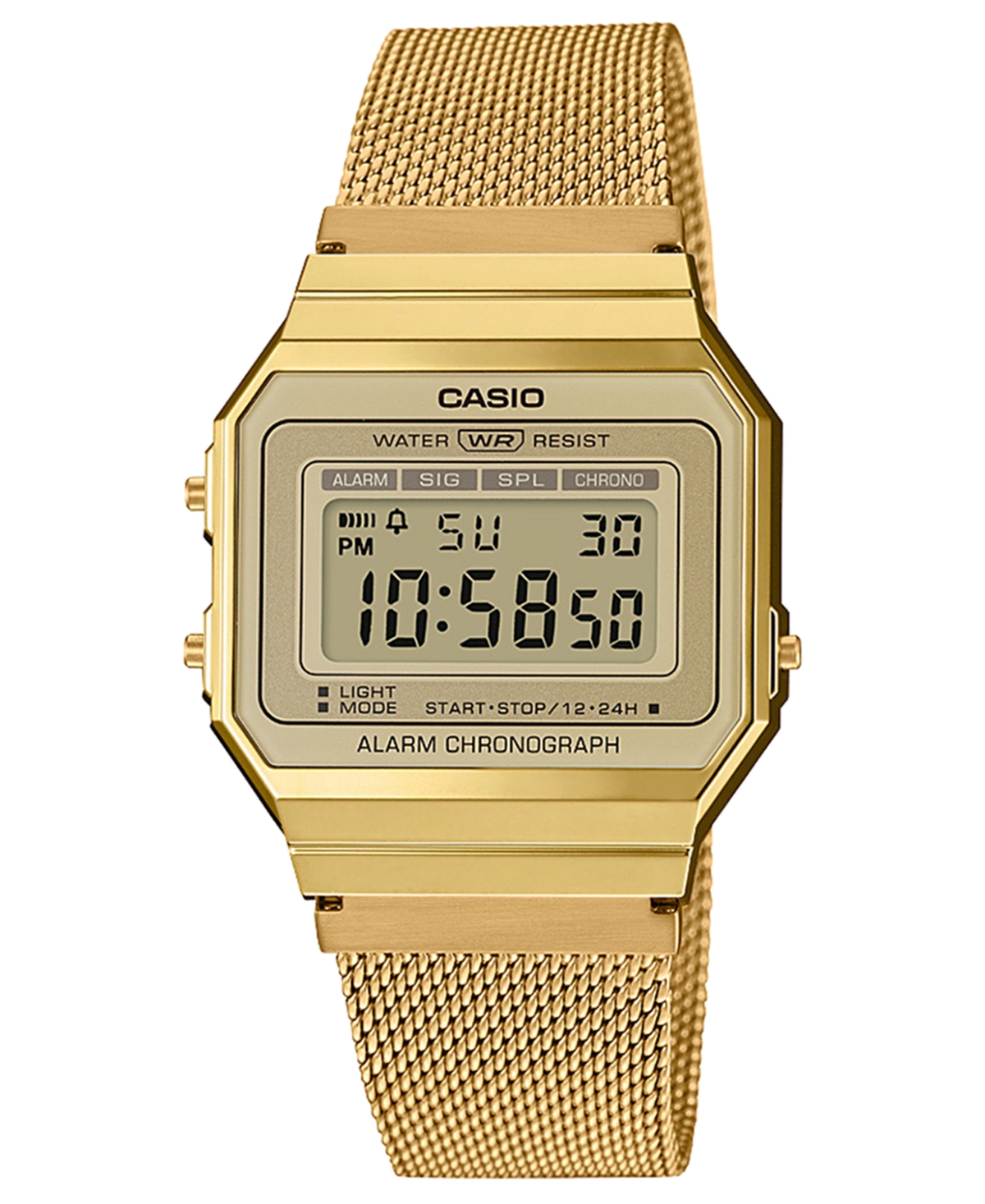 Casio Unisex Gold-Tone Stainless Steel Mesh Bracelet Watch 35.5mm
