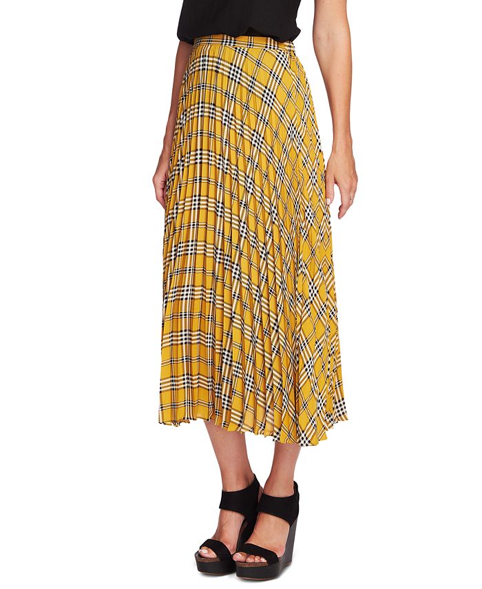 Vince Camuto Pleated Plaid Midi Skirt Macy s