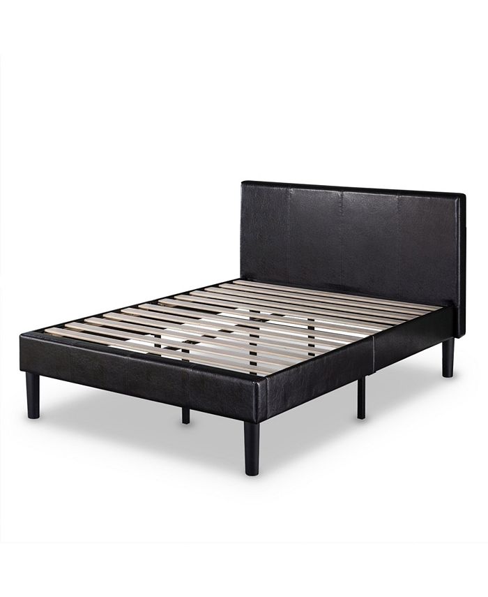 Zinus Gerard Deluxe Faux Leather, Wood And Leather Queen Bed Frame