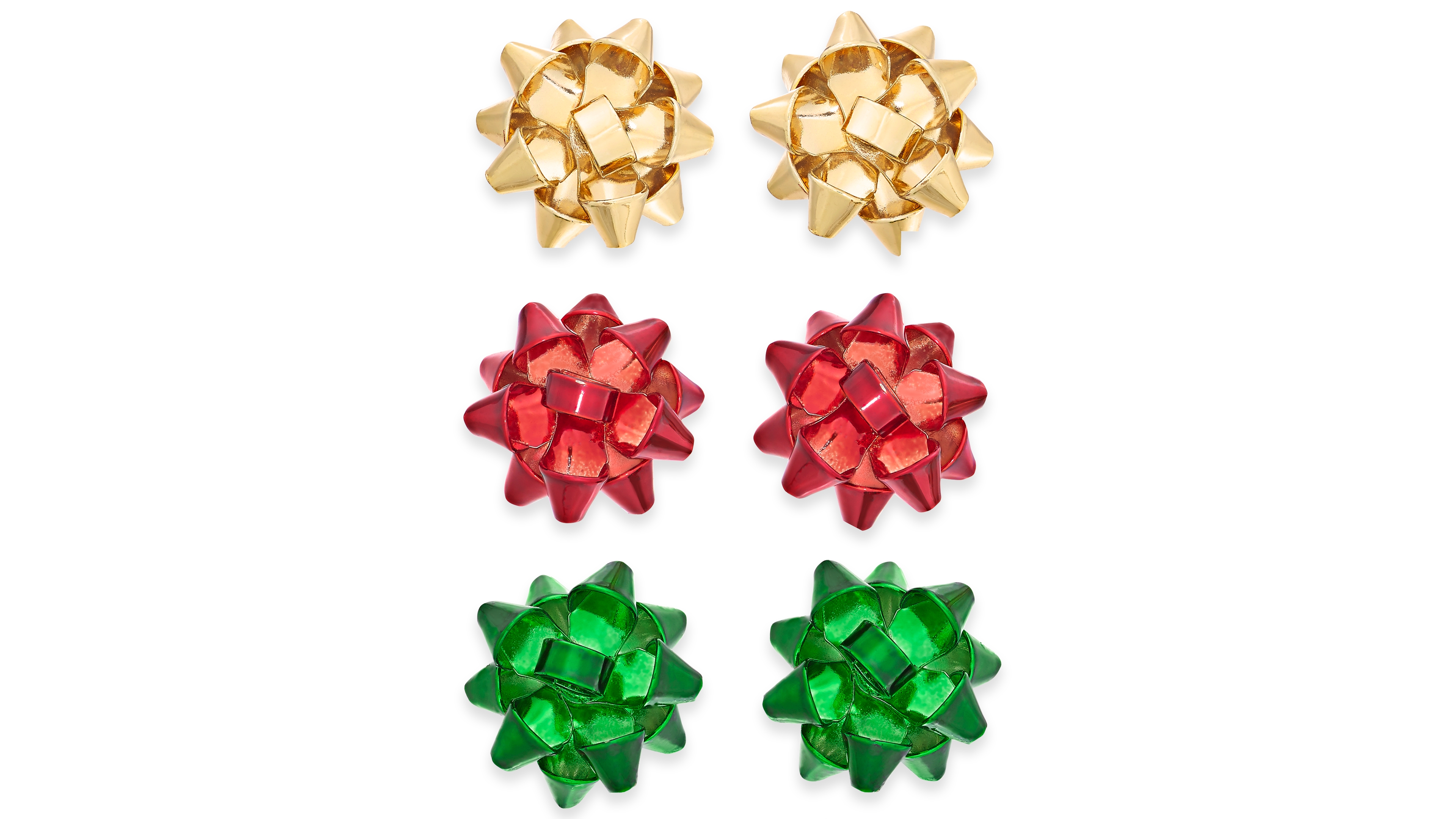 Holiday Lane Multi-Tone 3-Pc. Set Bow Stud Earrings, Created for Macy's