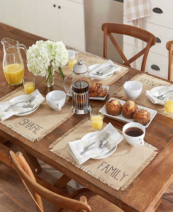 Elrene - Farmhouse Living Sentiments Burlap Placemats, Set of 4