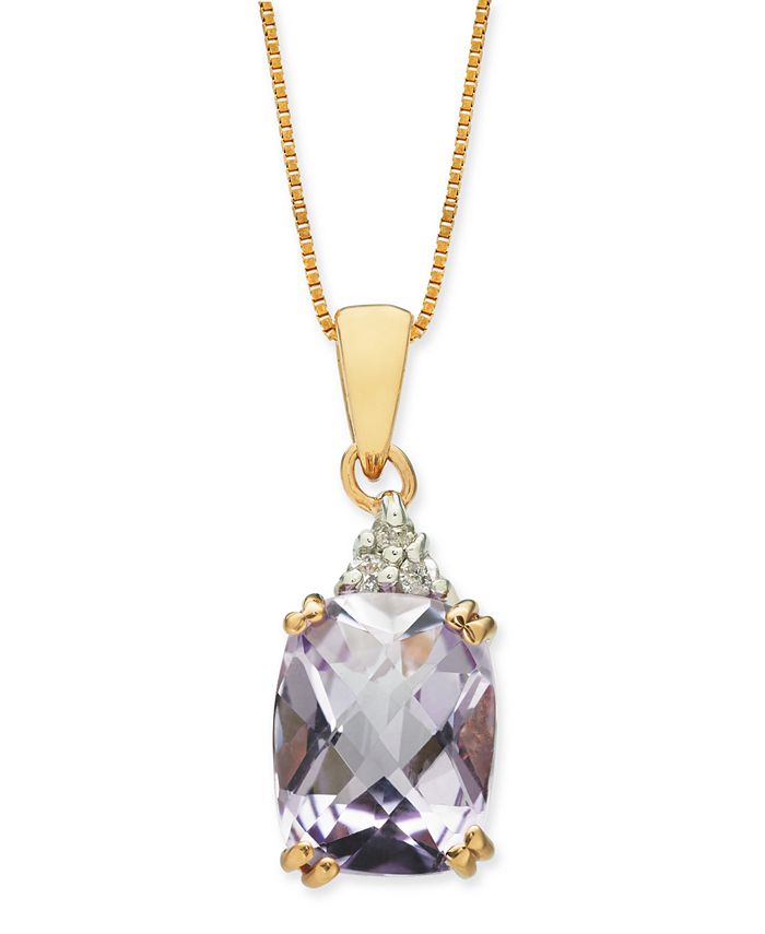 Macy's - Pink Amethyst (2-5/8 ct. t.w.) & Diamond (1/20 ct. t.w.) 18" Pendant Necklace in 14k Rose Gold
