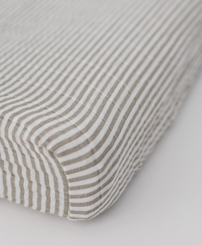 Little Unicorn - Grey Stripe Cotton Muslin Crib Sheet