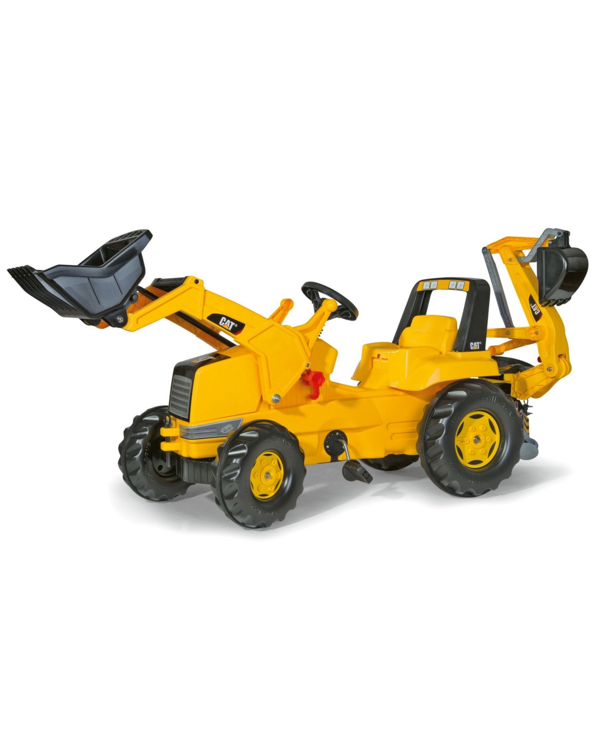 Rolly Toys Cat Kid Backhoe Pedal Tractor With Front Loader In Yellow