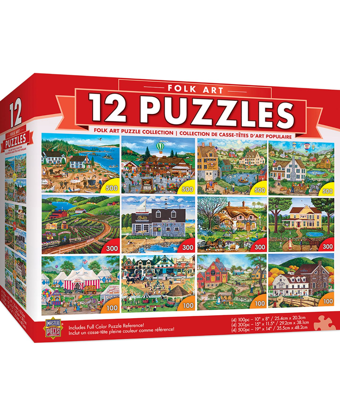 Детские игрушки MasterPieces Puzzles Bonnie White Folk Art 12-Pack Jigsaw Puzzles, Ages 14+ — фото 1