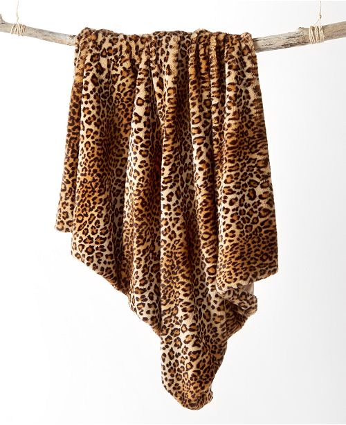 Martha Stewart Collection Animal Print Faux Fur Throw Created For