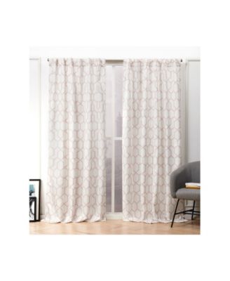 Hexa Geometric Print Hidden Tab Top Curtain Panel Pair, 54" X 96"