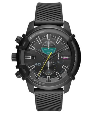 Diesel - Men's Chronograph Griffed Black Silicone Strap Watch 48mm