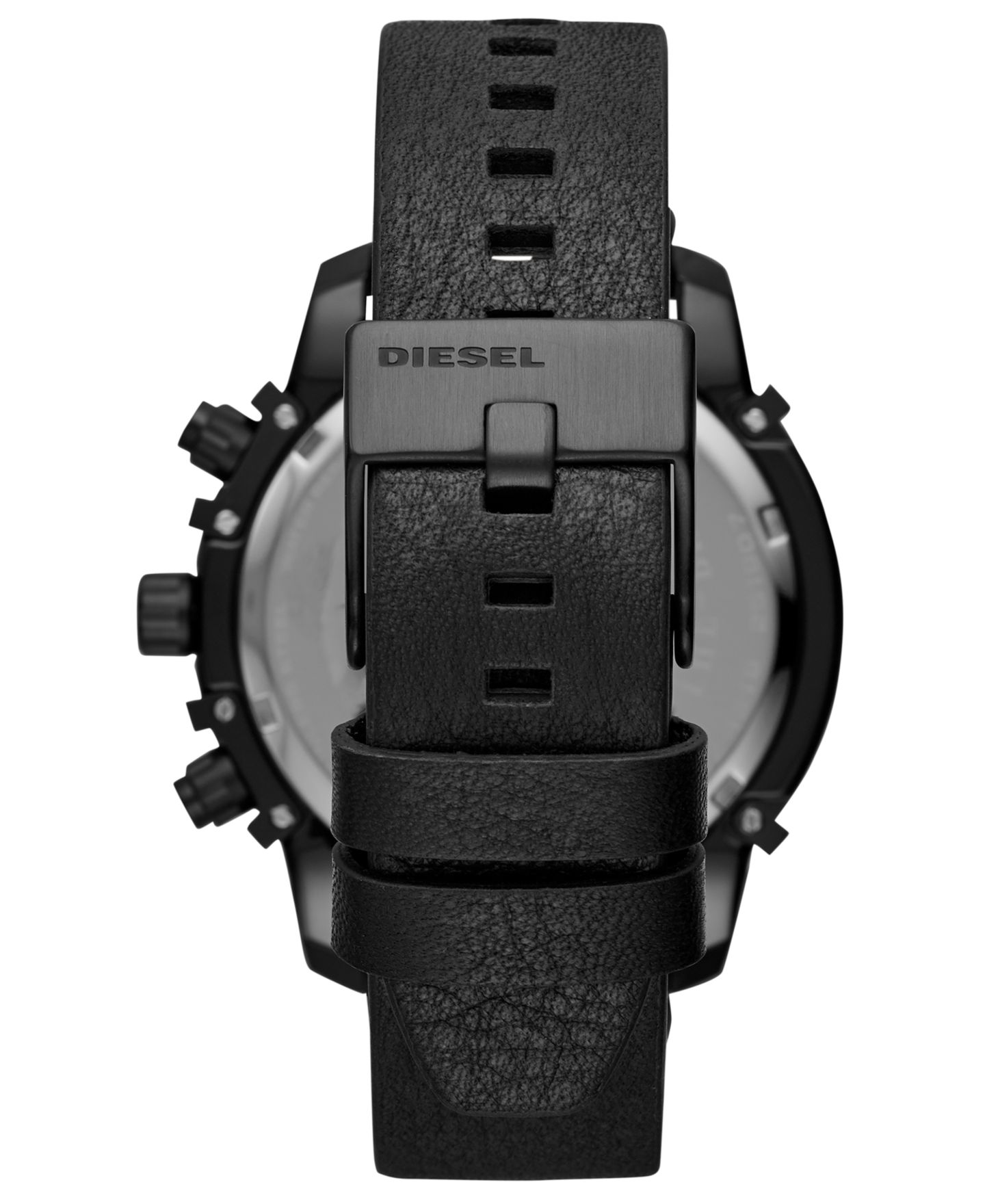 Мужские часы Diesel Chronograph Griffed Black Leather Strap Watch 46mm — фото 3