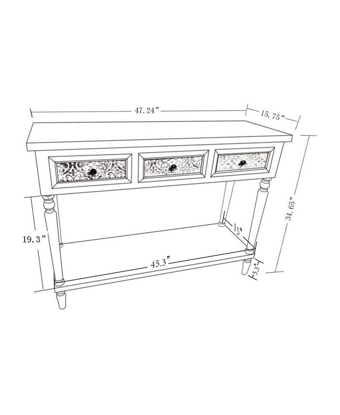 Luxen Home 3Drawer Wood Console Table with Open Storage Macy's