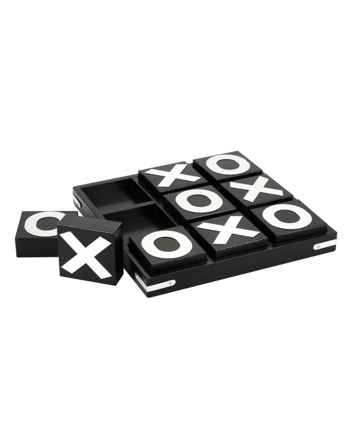 Shop Hathaway Vintage Wooden Tic Tac Toe Set With Board, 9 Pieces In Black