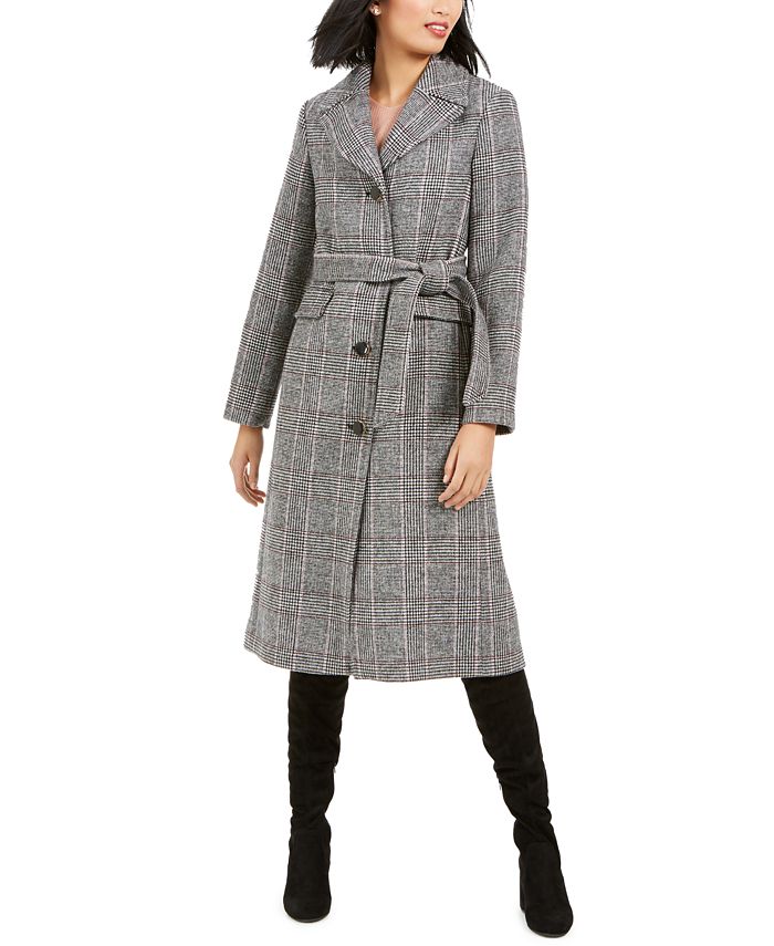 kate spade new york Plaid Belted Maxi Coat - Macy's