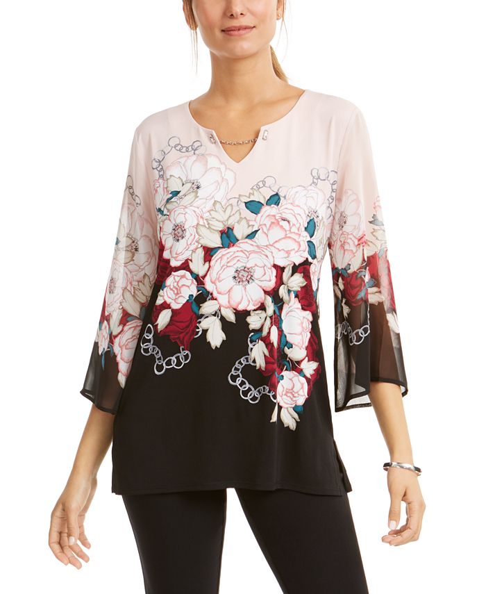 JM Collection Flare-Sleeve Tunic, Created for Macy's & Reviews - Tops ...