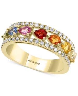 image of Effy Multi-Sapphire (1-5/8 ct. t.w.) & Diamond (1/3 ct. t.w.) Band in 14k Gold