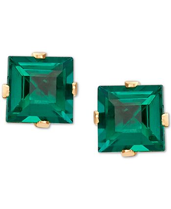 Macy's - Lab-Created Emerald Stud Earrings (1 ct. t.w.) in 14k Gold